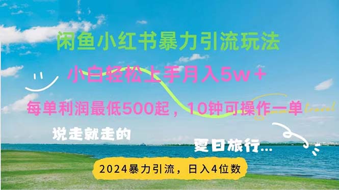 (7.17)2024暑假赚钱项目小红书咸鱼暴力引流，简单无脑操作，每单利润500+，